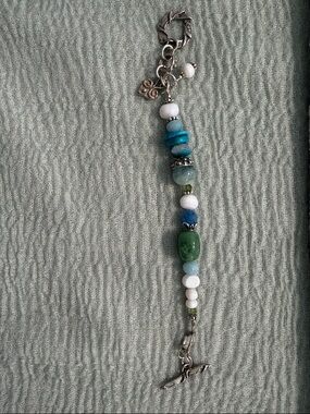 Handcrafted Multicolor Beaded Bracelet - Blue & Green